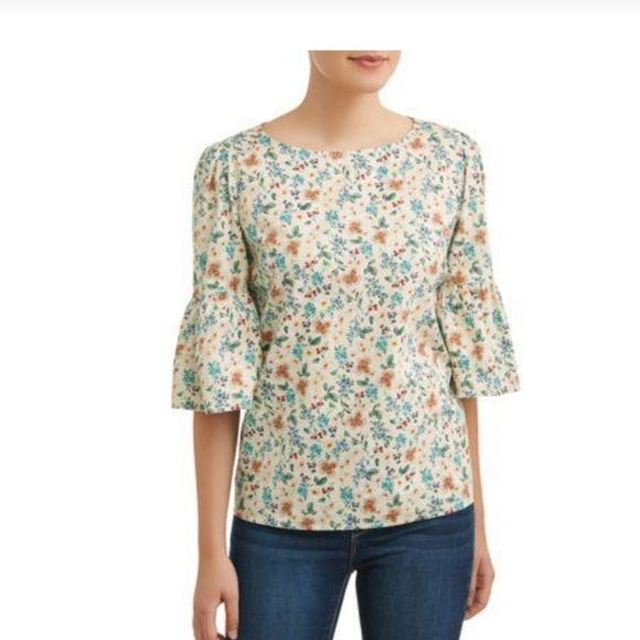 Tops - 3/$30   Time and Tru  Khaki Floral Blouse (5)